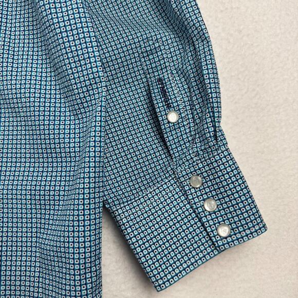 Stetson Men's 2XL Blue AOP Western Cowboy Pearl Snap Long Sleeve Button Up Shirt - Picture 10 of 12